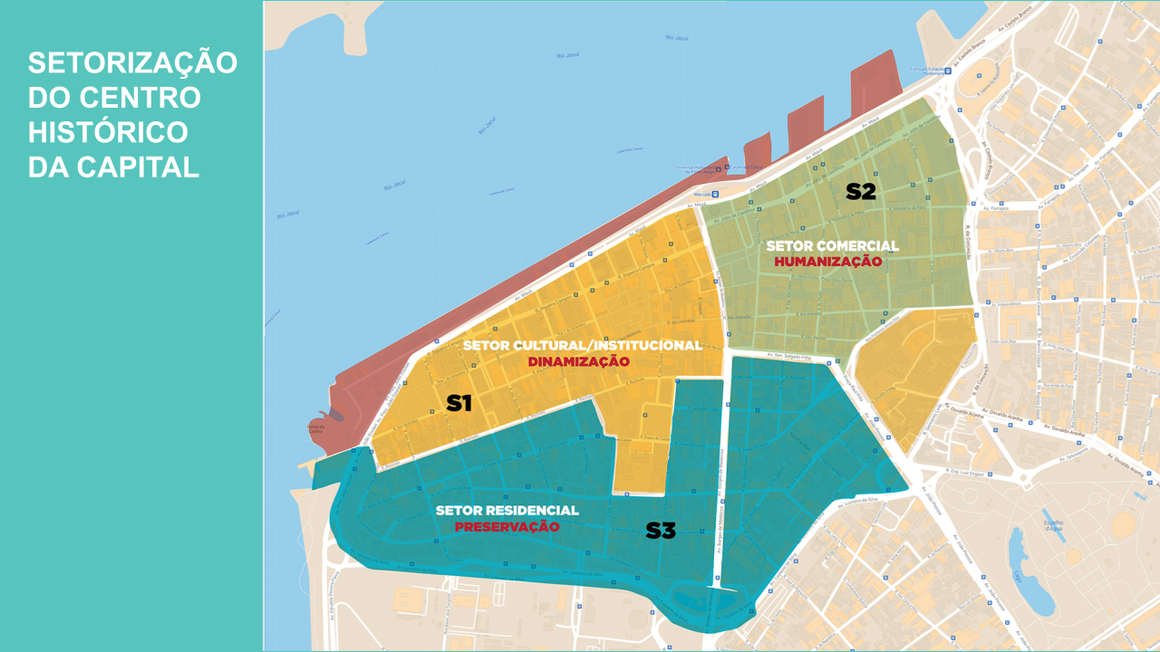 Mapa descritivo das áreas do Centro Histórico de Porto Alegre