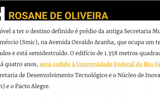 Trecho da coluna da Rosane de Oliveira