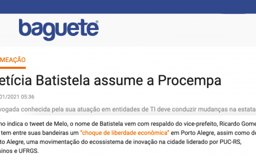 Print da notícia do Baguete